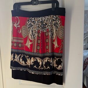 Joseph Ribkoff Red and Black Patterned Mini Skirt